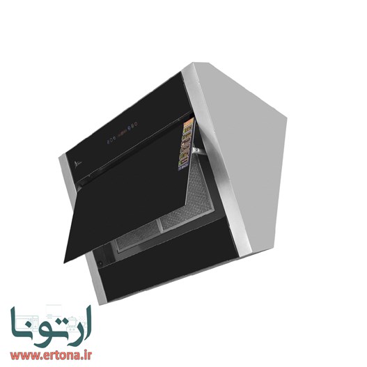 هود مورب اخوان شیشه ای مشکی و بدنه استیل مدل H78-A