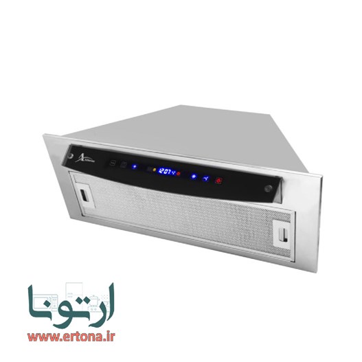 هود مخفی اخوان شیشه ای مشکی و بدنه استیل مدل H211