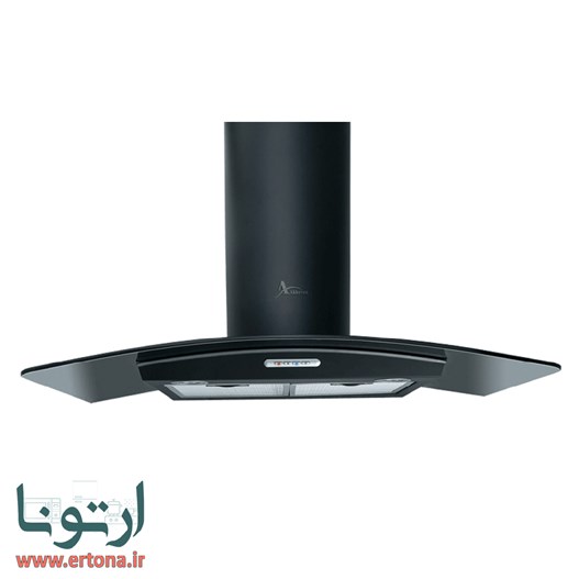 هود شومینه ای اخوان شیشه ای و بدنه مشکی مدل H18-B