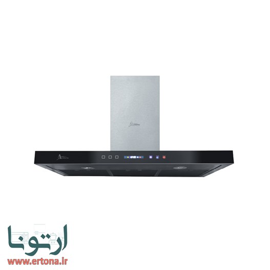 هود شومینه ای اخوان شیشه ای و بدنه مشکی مدل H49-TS