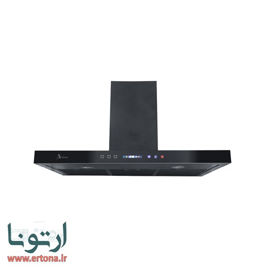 هود شومینه ای اخوان شیشه ای و بدنه مشکی مدل H49