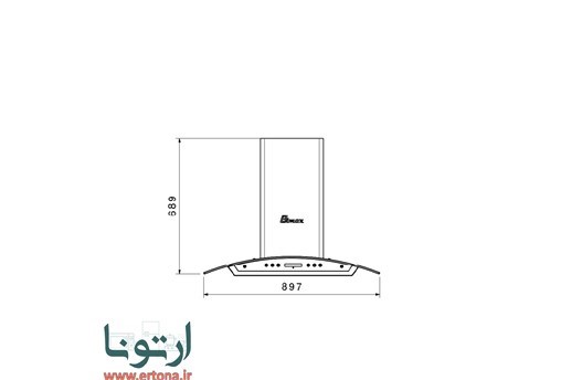هود شومینه ای بیمکث مدل 2010 مشکی 60 سانت