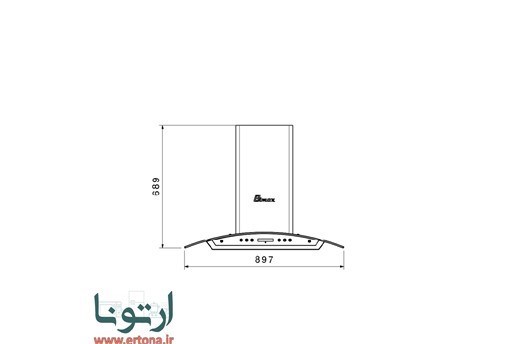 هود شومینه ای بیمکث مدل 2010 مشکی 80 سانت