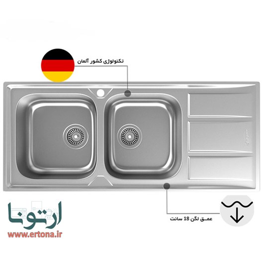 سینک استیل توکار داتیس مدل  DB 180 لگن چپ