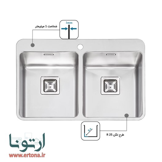 سینک ایلیااستیل مدل 6012 توکار