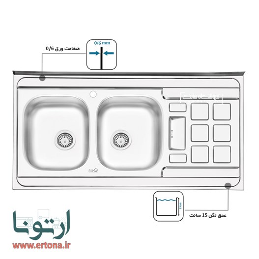 سینک ایلیااستیل مدل 3021 روکار