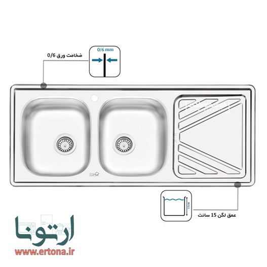 سینک ایلیااستیل مدل 4028 توکار