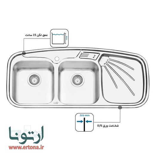 سینک ایلیااستیل مدل 4013 توکار