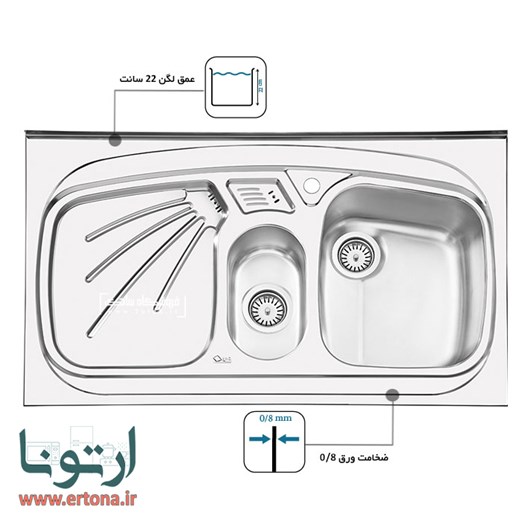 سینک ایلیااستیل مدل 1012 روکار