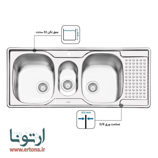سینک ایلیااستیل مدل 2026 توکار