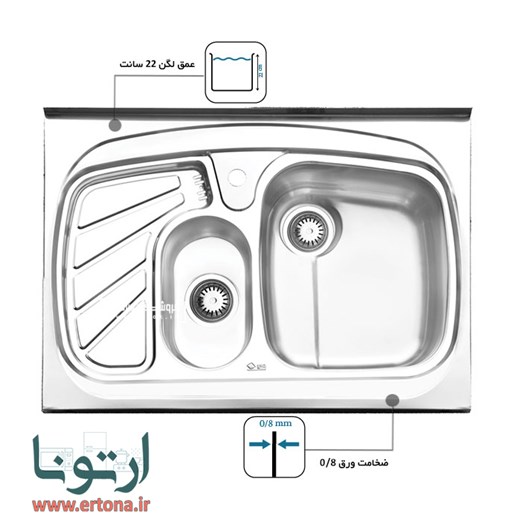 سینک ایلیااستیل مدل 1018 روکار