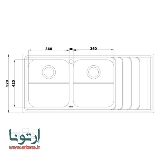 سینک فانتزی استیل البرز مدل 734 توکار