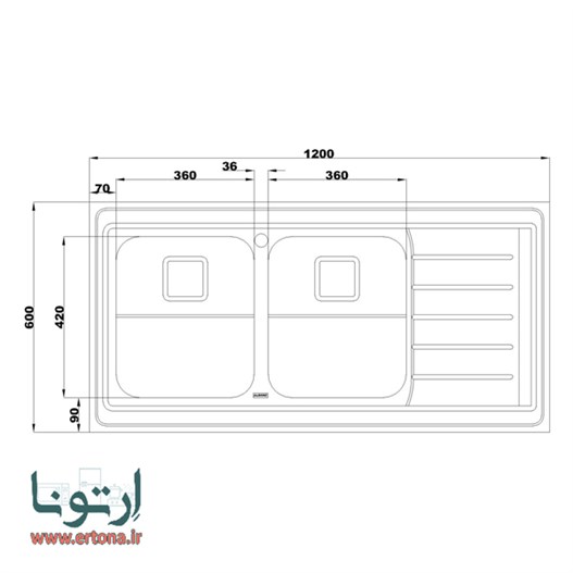 سینک فانتزی استیل البرز مدل 735 روکار