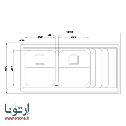 سینک فانتزی استیل البرز مدل 734 روکار
