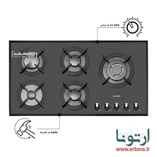 اجاق گاز رومیزی شیشه ای ایلیااستیل مدل G526