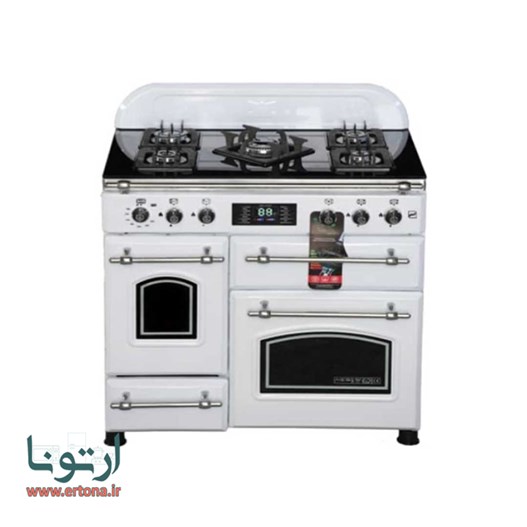 گاز مبله تکنو پروسا طرح فر صفحه شیشه مدل فالکون سفید